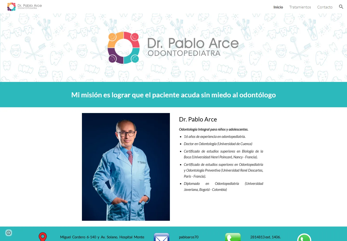Sitio anterior del Dr. Arce en computadora