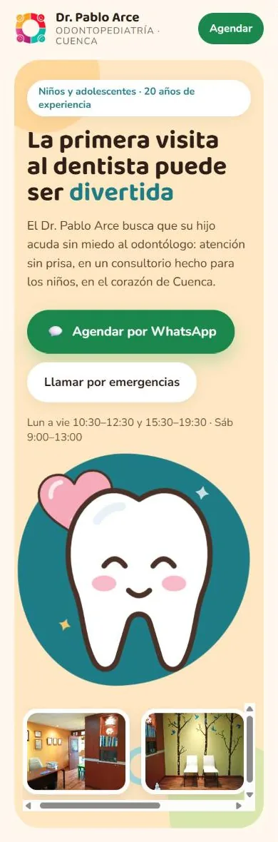 Sitio de Dr. Pablo Arce en el celular