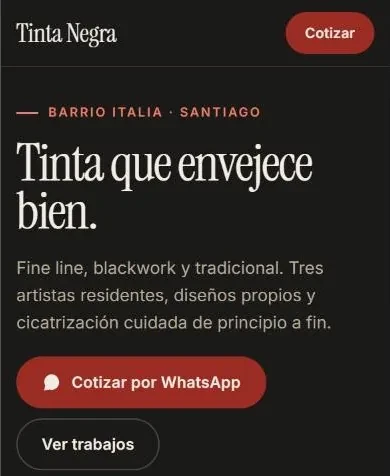Sitio de Tinta Negra en el celular